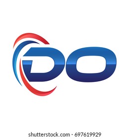initial letter logo swoosh red blue