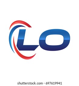 initial letter logo swoosh red blue