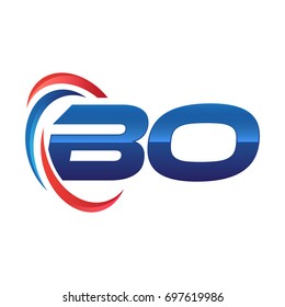 initial letter logo swoosh red blue