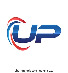 initial letter logo swoosh red blue