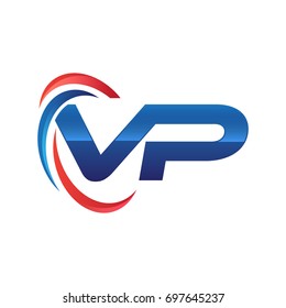 initial letter logo swoosh red blue