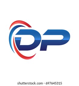 initial letter logo swoosh red blue