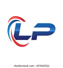 initial letter logo swoosh red blue