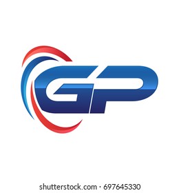 initial letter logo swoosh red blue