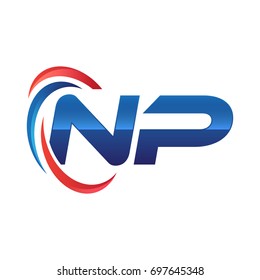 initial letter logo swoosh red blue