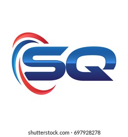 initial letter logo swoosh red blue