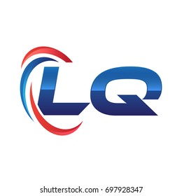 initial letter logo swoosh red blue