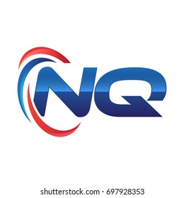 initial letter logo swoosh red blue