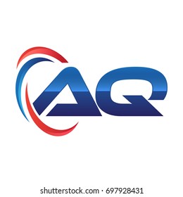 initial letter logo swoosh red blue