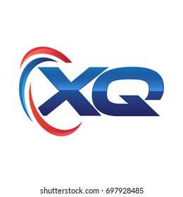 initial letter logo swoosh red blue