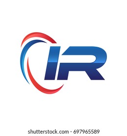 initial letter logo swoosh red blue
