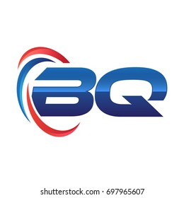 initial letter logo swoosh red blue
