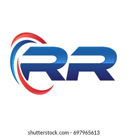 initial letter logo swoosh red blue
