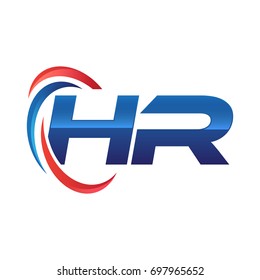 initial letter logo swoosh red blue
