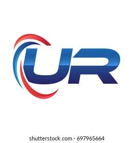 initial letter logo swoosh red blue
