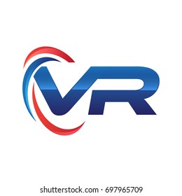 initial letter logo swoosh red blue
