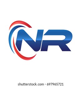 initial letter logo swoosh red blue

