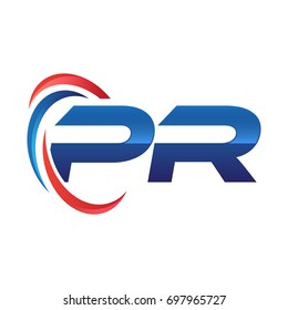 initial letter logo swoosh red blue
