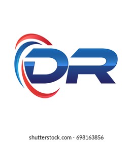 initial letter logo swoosh red blue