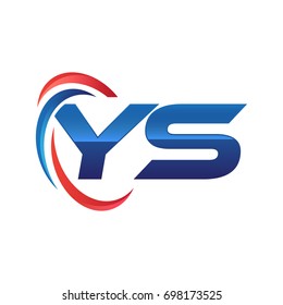 initial letter logo swoosh red blue