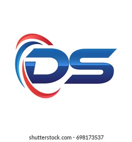 initial letter logo swoosh red blue