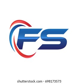 initial letter logo swoosh red blue
