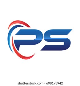 initial letter logo swoosh red blue