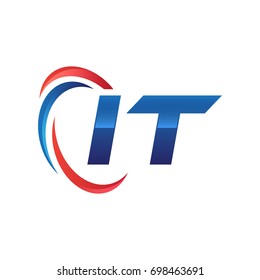 initial letter logo swoosh red blue
