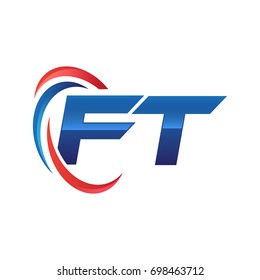 initial letter logo swoosh red blue
