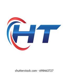 initial letter logo swoosh red blue