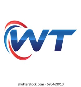 initial letter logo swoosh red blue