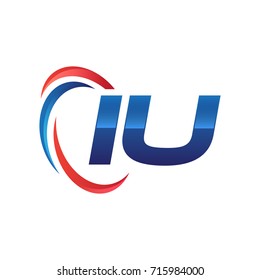 initial letter logo swoosh red blue