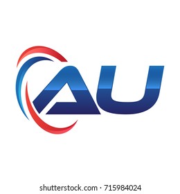 initial letter logo swoosh red blue