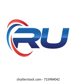 initial letter logo swoosh red blue