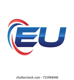 initial letter logo swoosh red blue