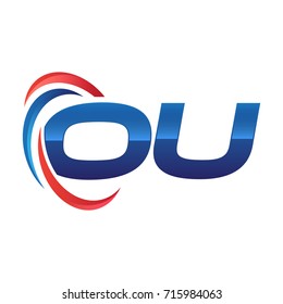 initial letter logo swoosh red blue