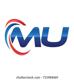initial letter logo swoosh red blue