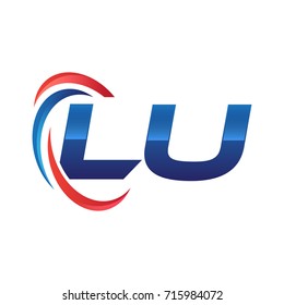 initial letter logo swoosh red blue
