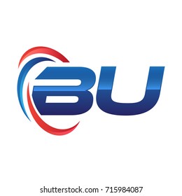 initial letter logo swoosh red blue