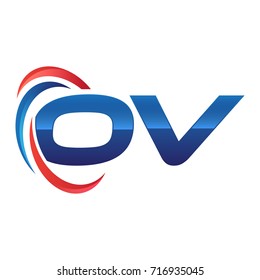 initial letter logo swoosh red blue