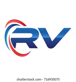 initial letter logo swoosh red blue