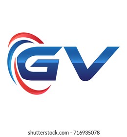 initial letter logo swoosh red blue