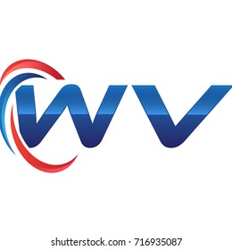 initial letter logo swoosh red blue