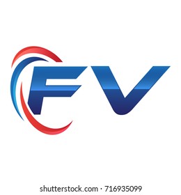 initial letter logo swoosh red blue