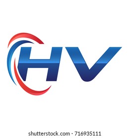 initial letter logo swoosh red blue