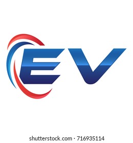 initial letter logo swoosh red blue