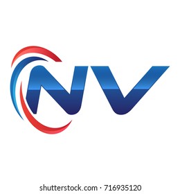 initial letter logo swoosh red blue