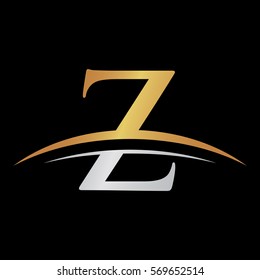 initial letter logo with swoosh silver gold