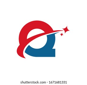 Initial Letter Logo Swoosh Star Red Blue Q