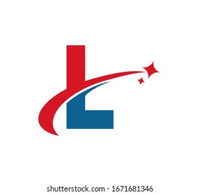 Letra inicial logo Swoosh Star Red Blue L